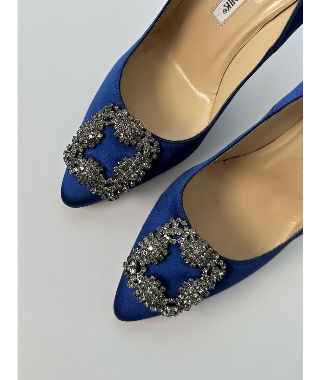 MANOLO BLAHNIK Синие текстильные туфли, фото 6