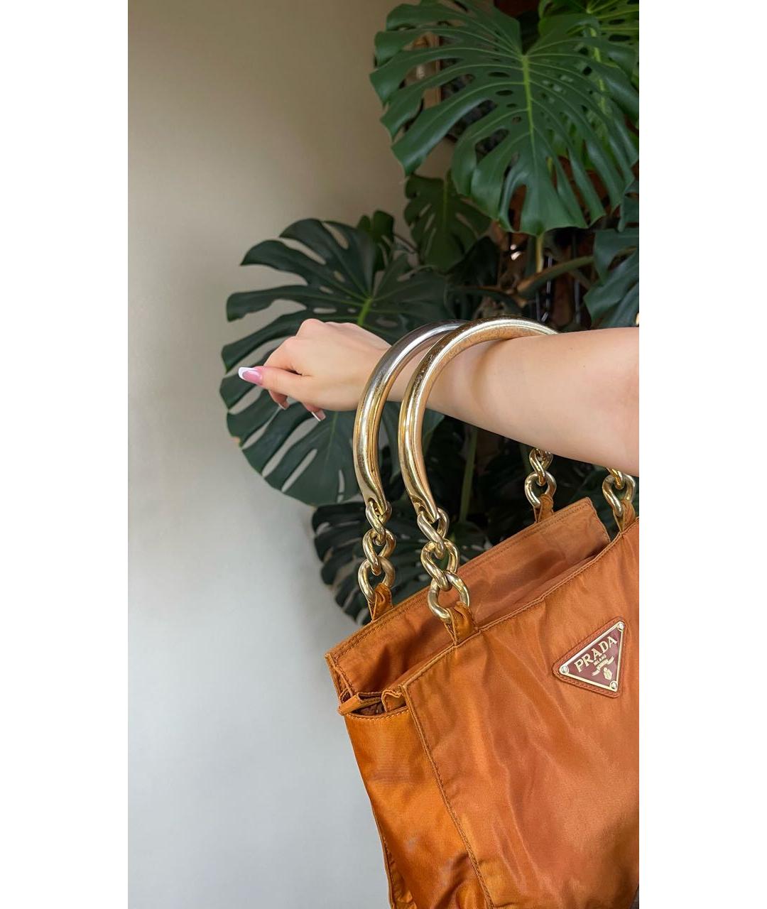 PRADA Оранжевая сумка с короткими ручками, фото 5