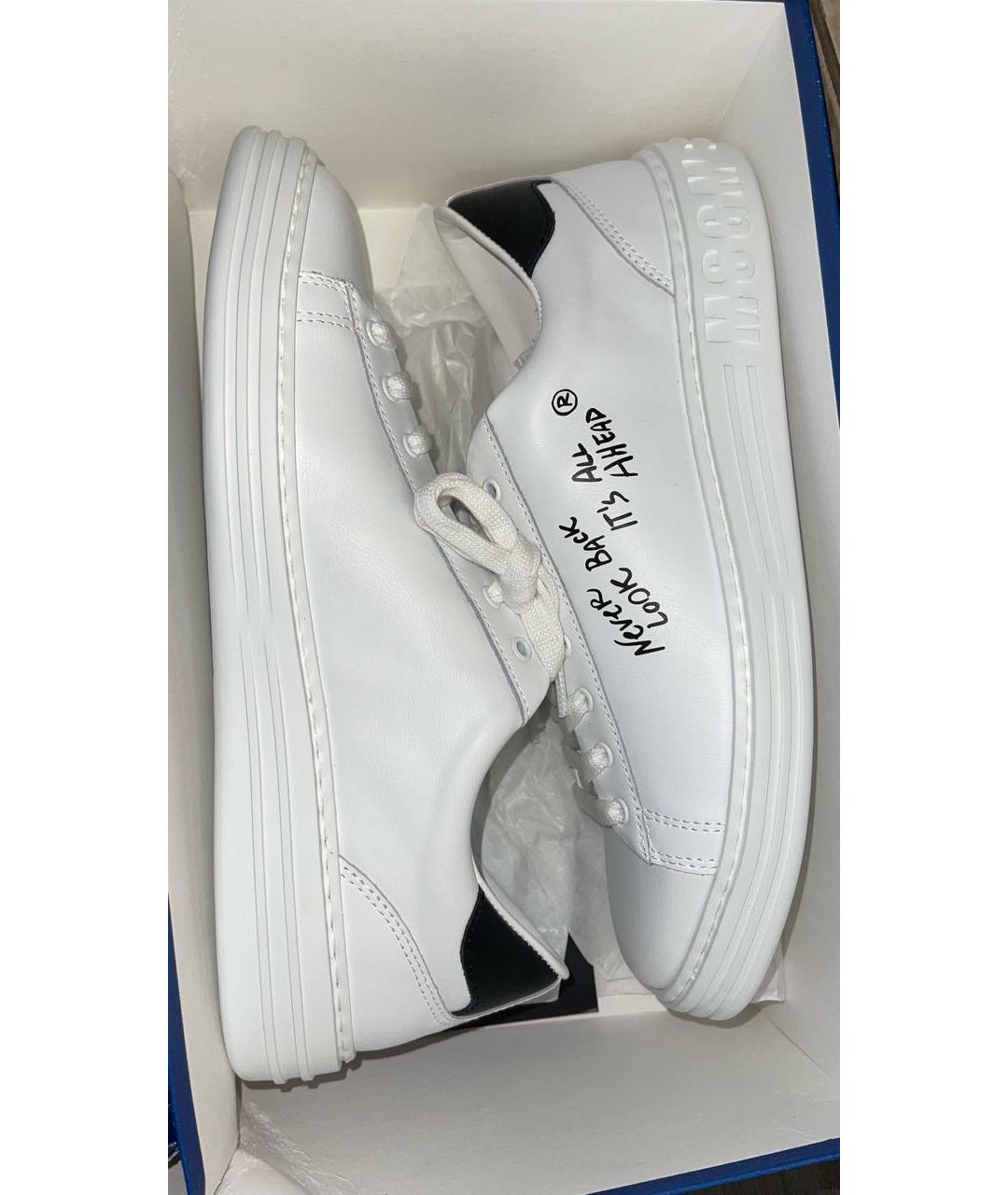 MSGM Белые кожаные низкие кроссовки / кеды, фото 9