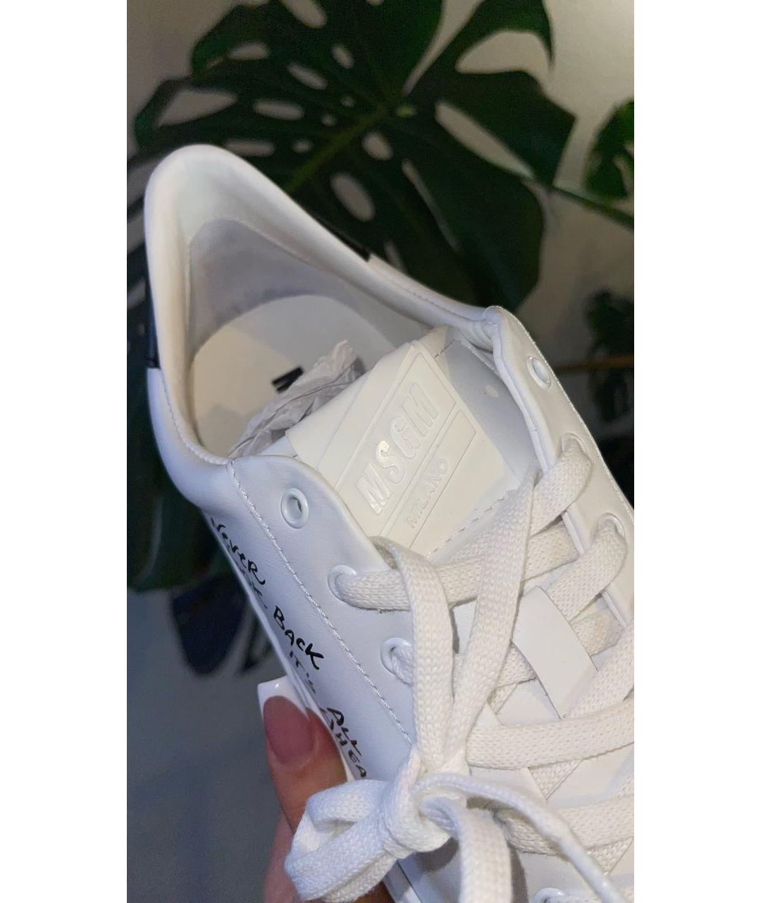 MSGM Белые кожаные низкие кроссовки / кеды, фото 5