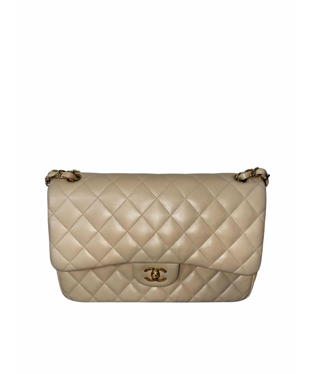 CHANEL PRE-OWNED Бежевая кожаная сумка через плечо, фото 1