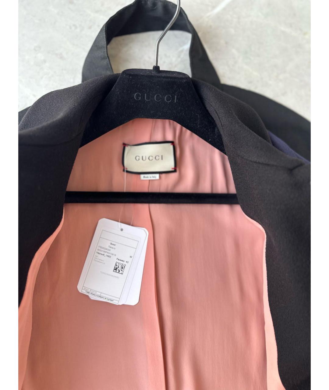 GUCCI Черное шерстяное пальто, фото 4