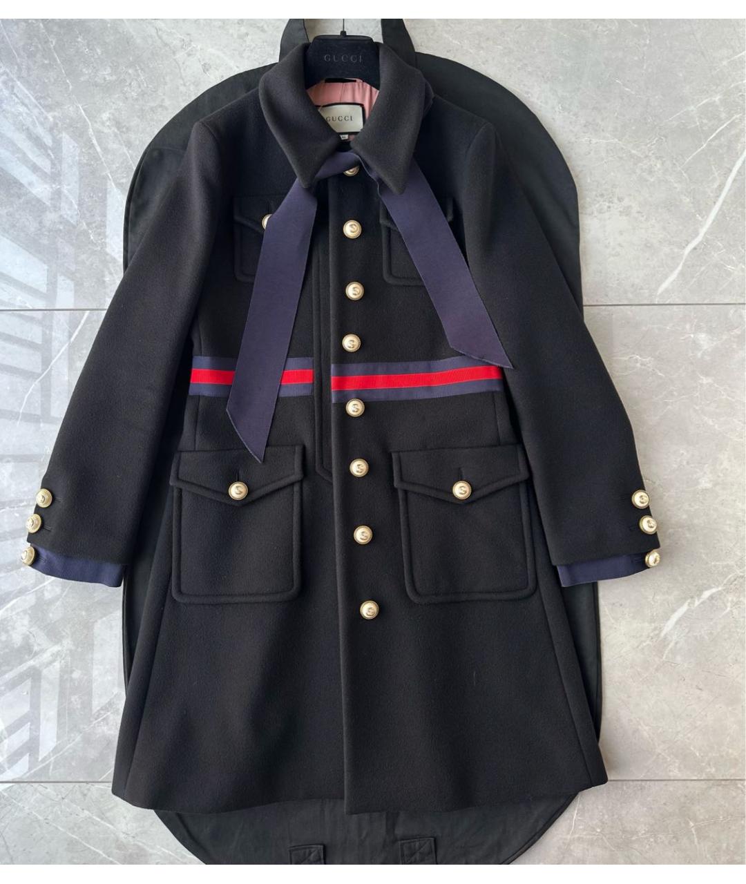 GUCCI Черное шерстяное пальто, фото 3