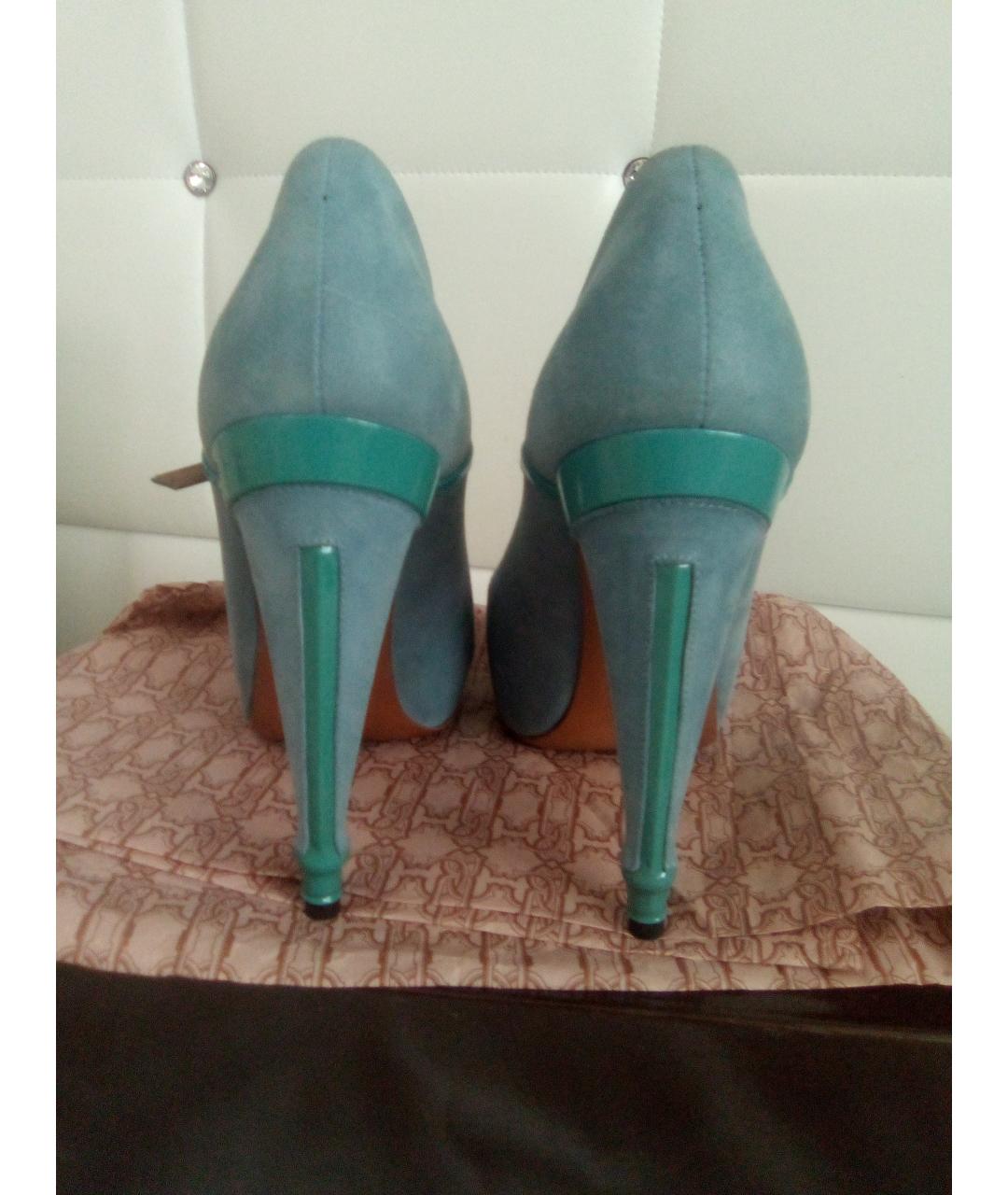 ROBERTO CAVALLI Голубые замшевые туфли, фото 4