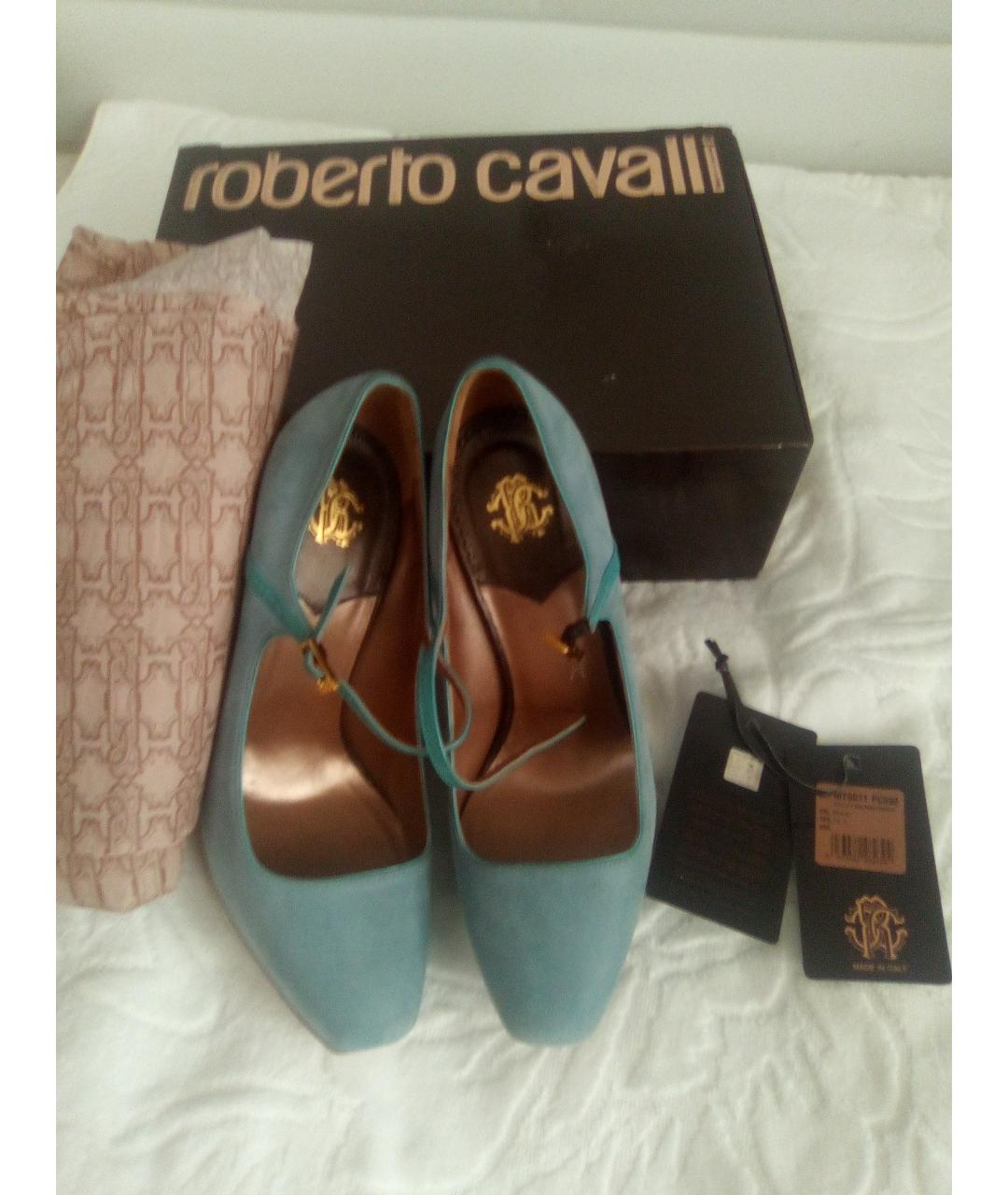 ROBERTO CAVALLI Голубые замшевые туфли, фото 8