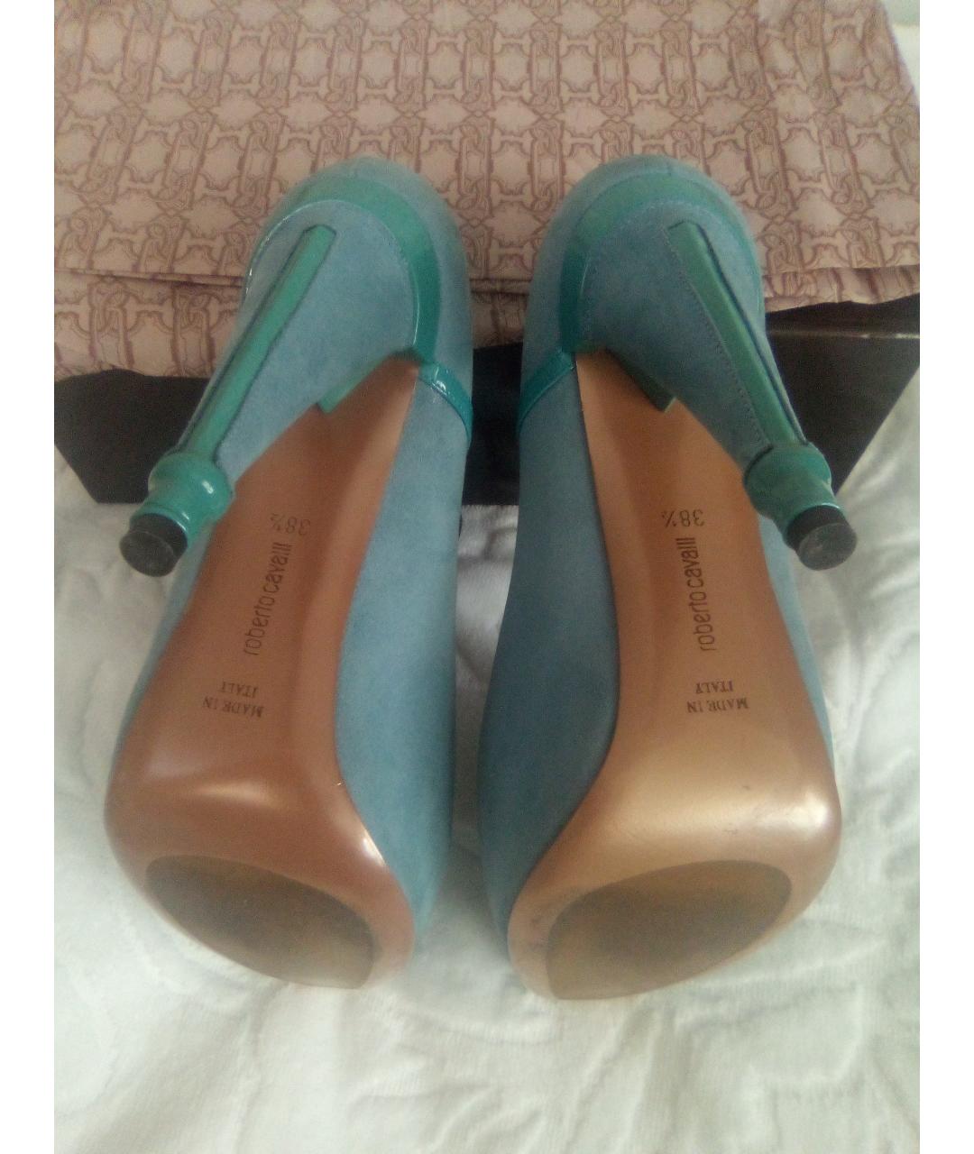ROBERTO CAVALLI Голубые замшевые туфли, фото 5