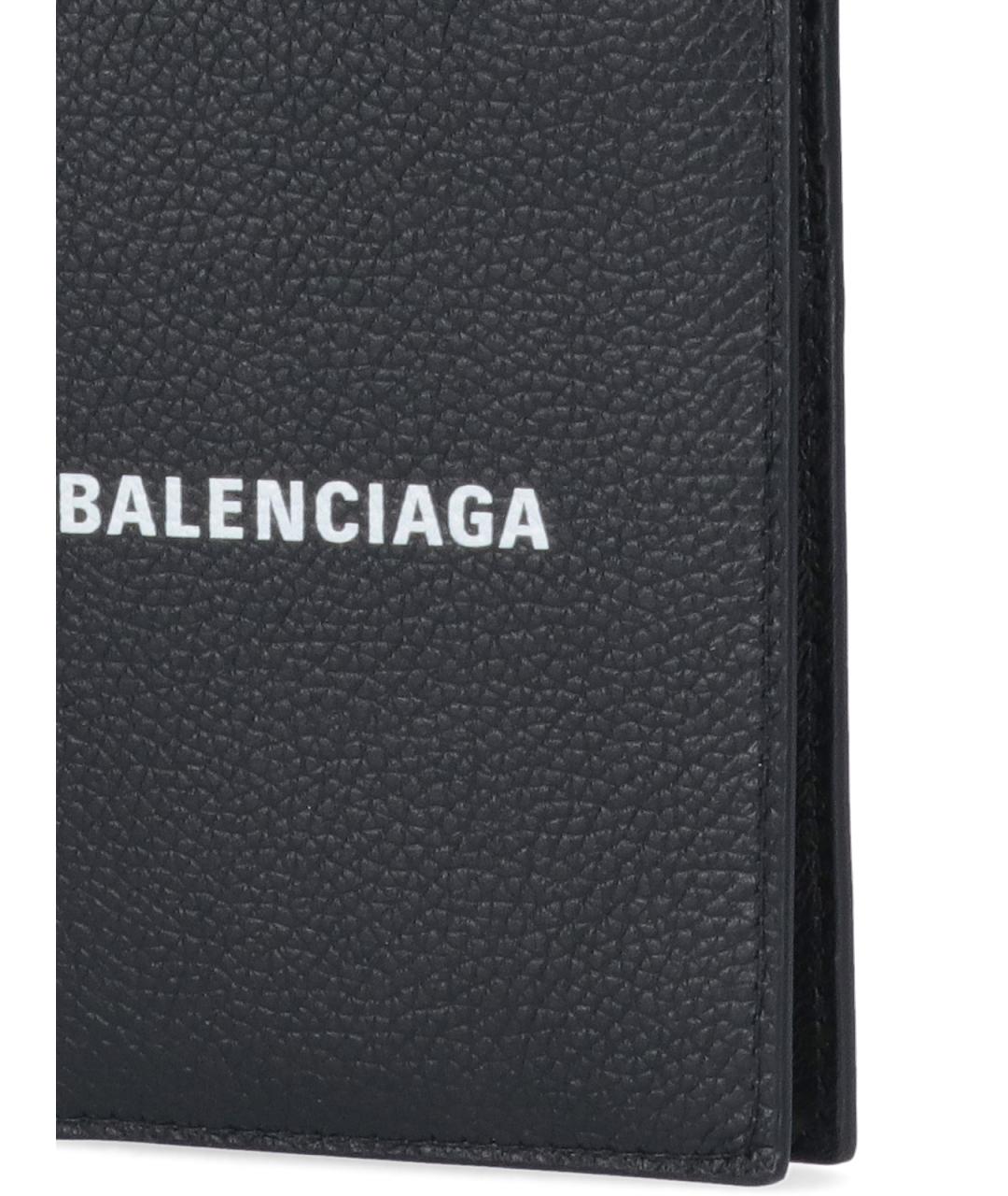 BALENCIAGA Черный кожаный кошелек, фото 4