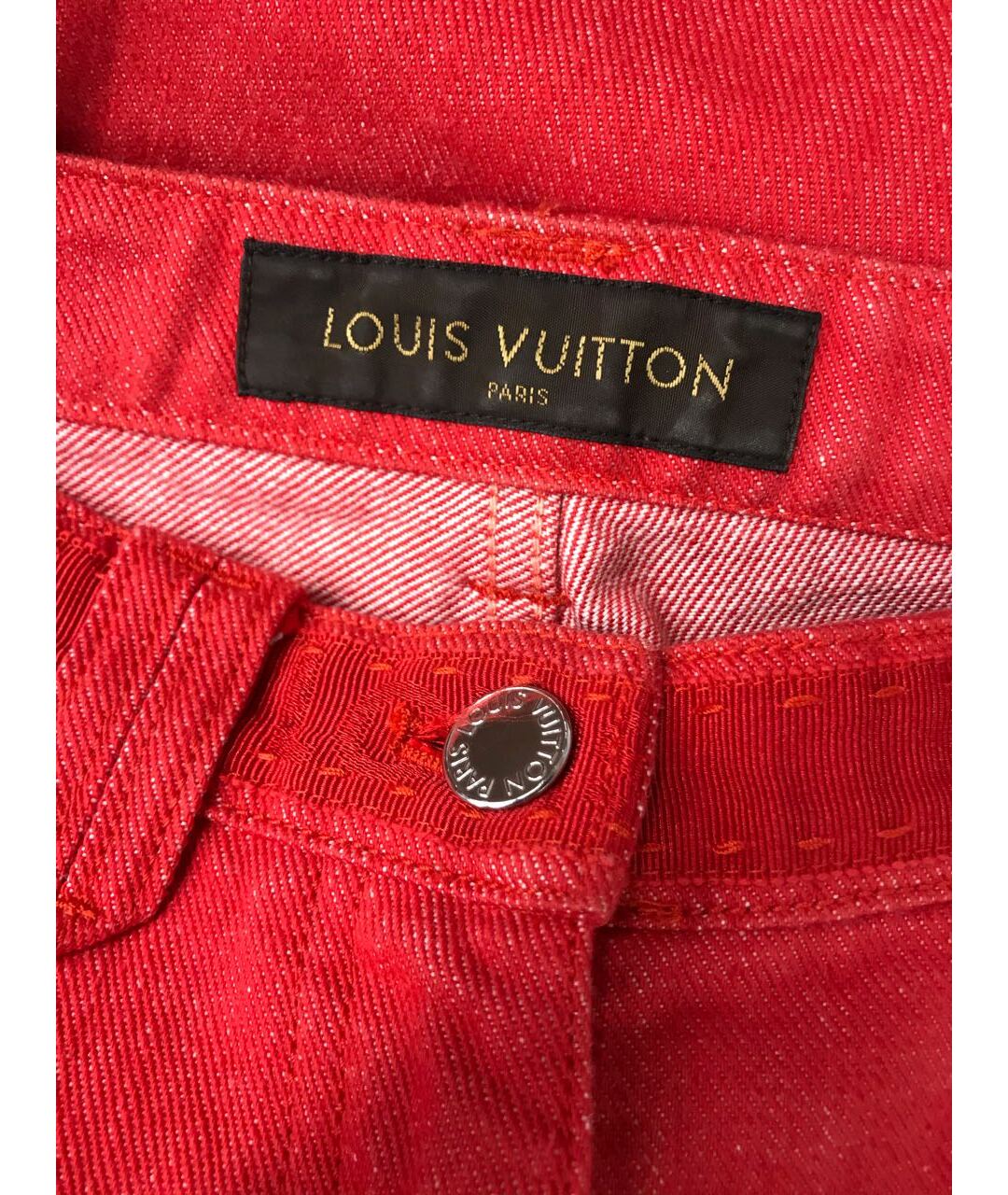 LOUIS VUITTON PRE-OWNED Красные хлопковые прямые джинсы, фото 3