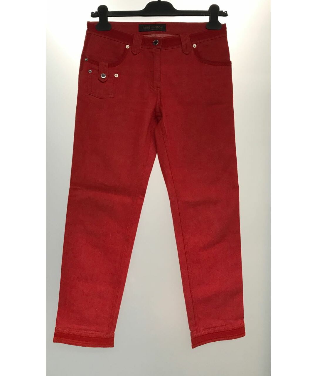 LOUIS VUITTON PRE-OWNED Красные хлопковые прямые джинсы, фото 5