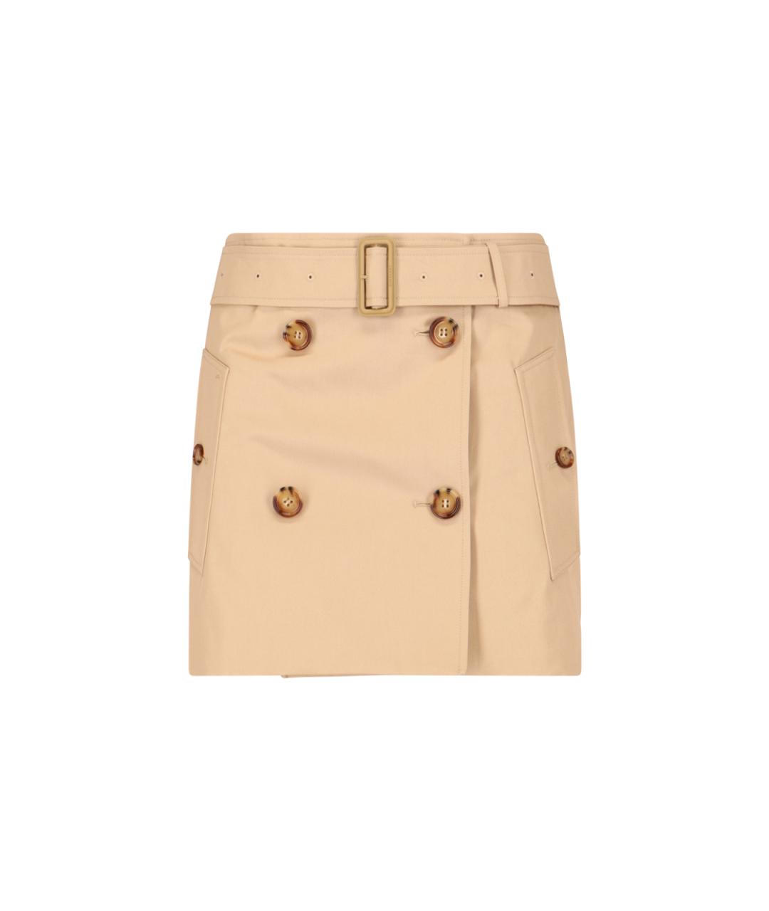 BURBERRY Бежевая хлопковая юбка мини, фото 1