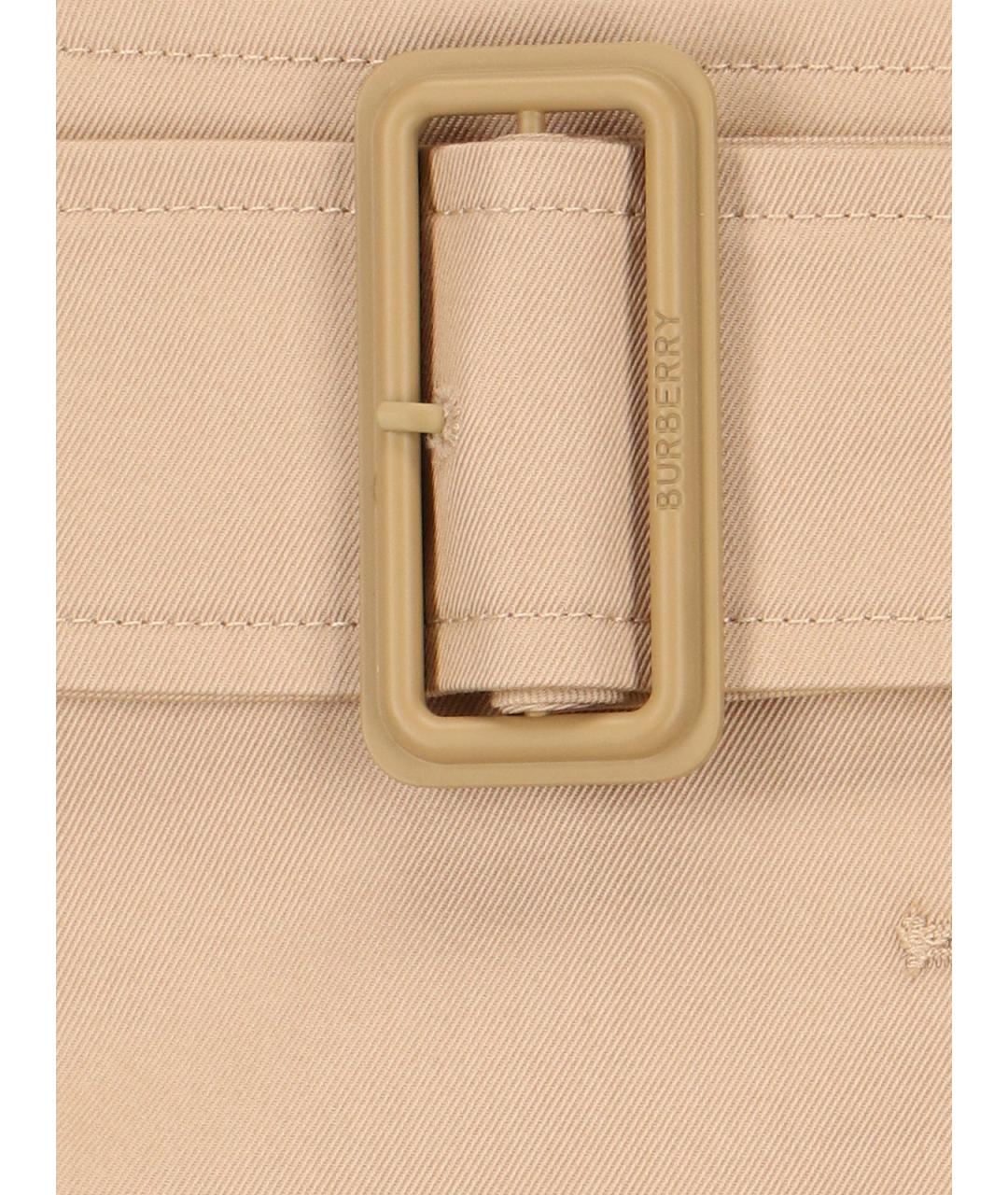 BURBERRY Бежевая хлопковая юбка мини, фото 4