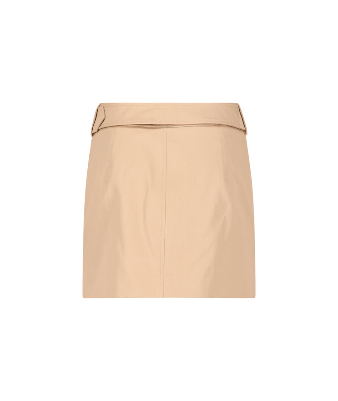 BURBERRY Бежевая хлопковая юбка мини, фото 3