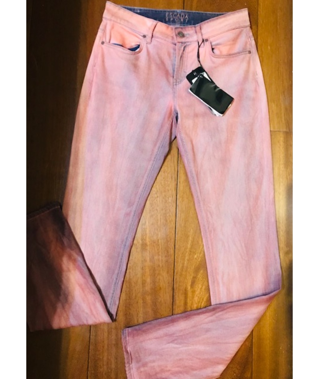 ESCADA VINTAGE Бордовые хлопковые прямые джинсы, фото 4