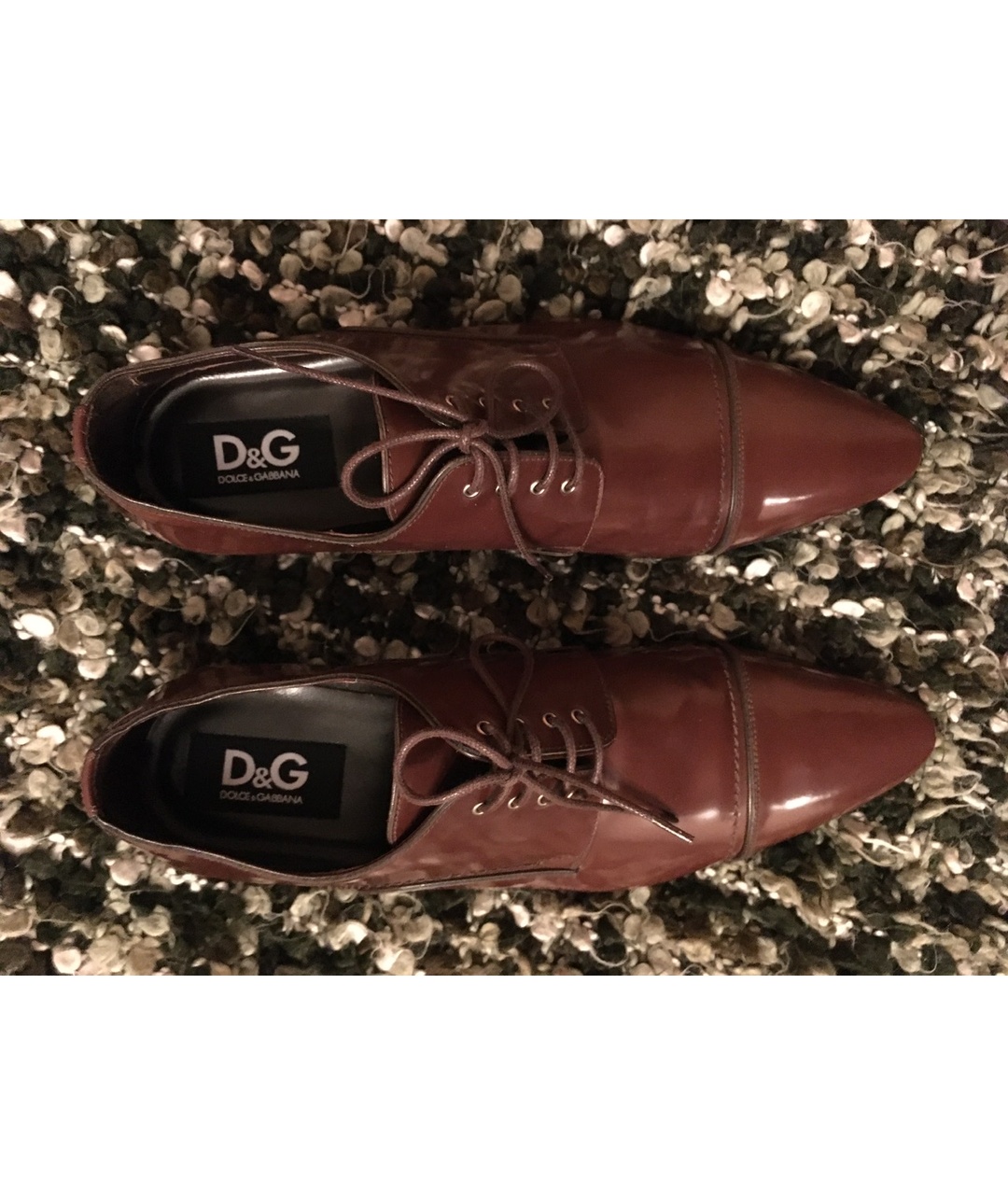 DOLCE&GABBANA Коричневые низкие ботинки из лакированной кожи, фото 3