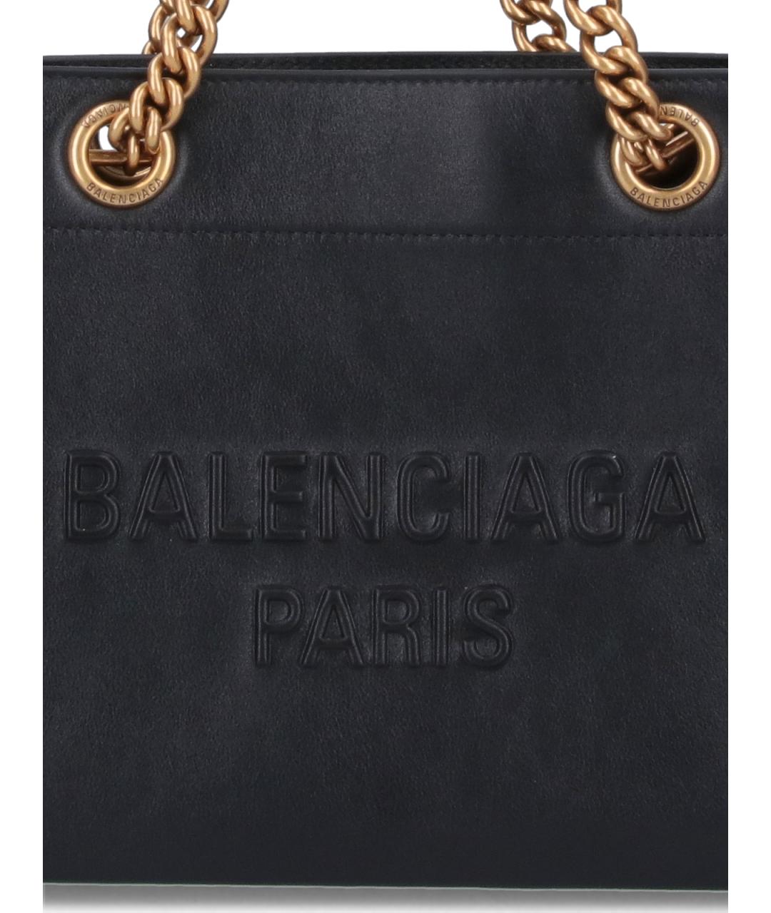 BALENCIAGA Черная кожаная сумка тоут, фото 4