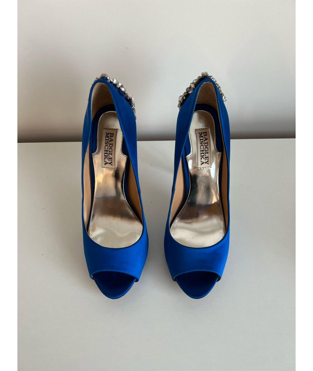 BADGLEY MISCHKA Темно-синие текстильные туфли, фото 2