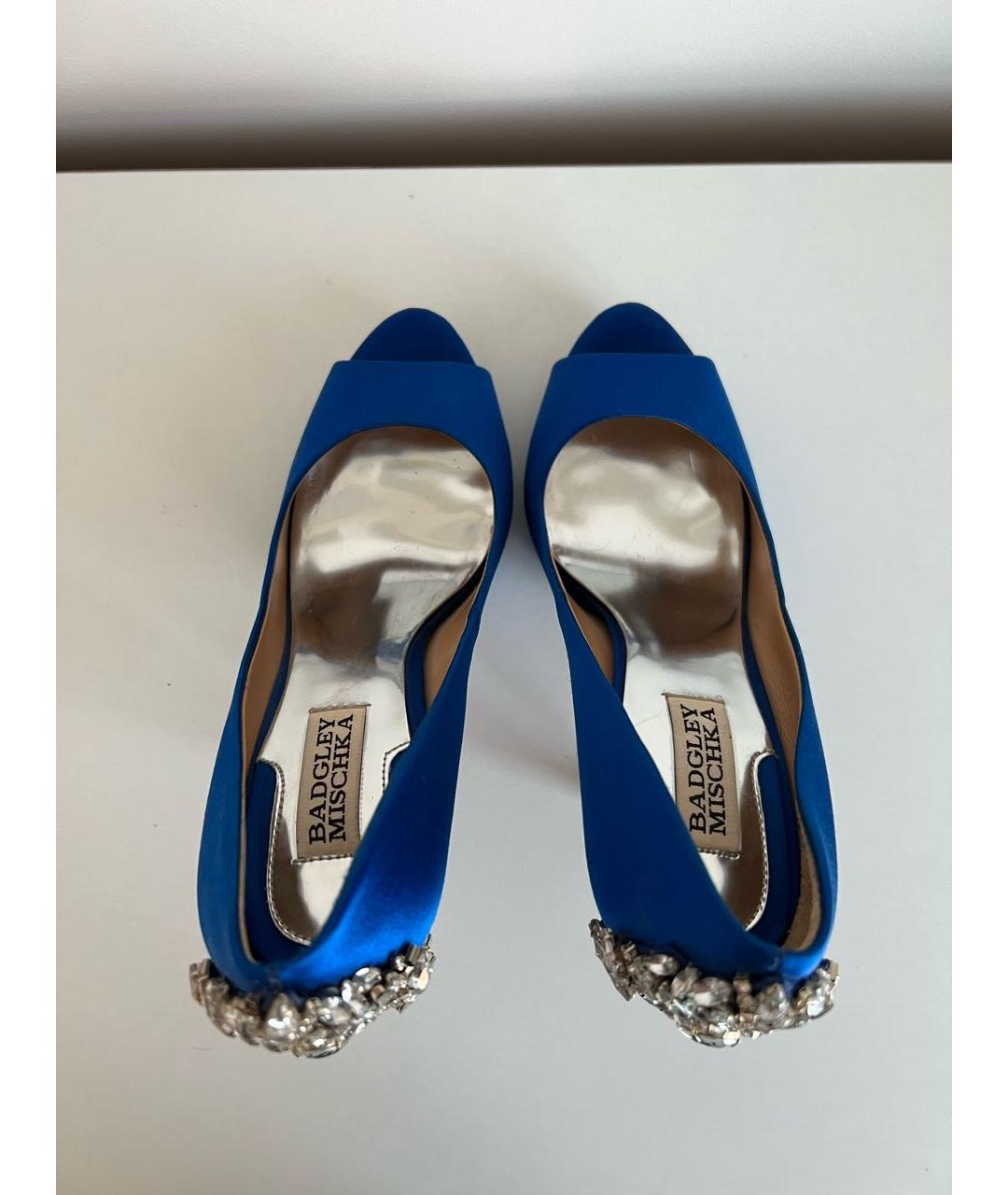 BADGLEY MISCHKA Темно-синие текстильные туфли, фото 3