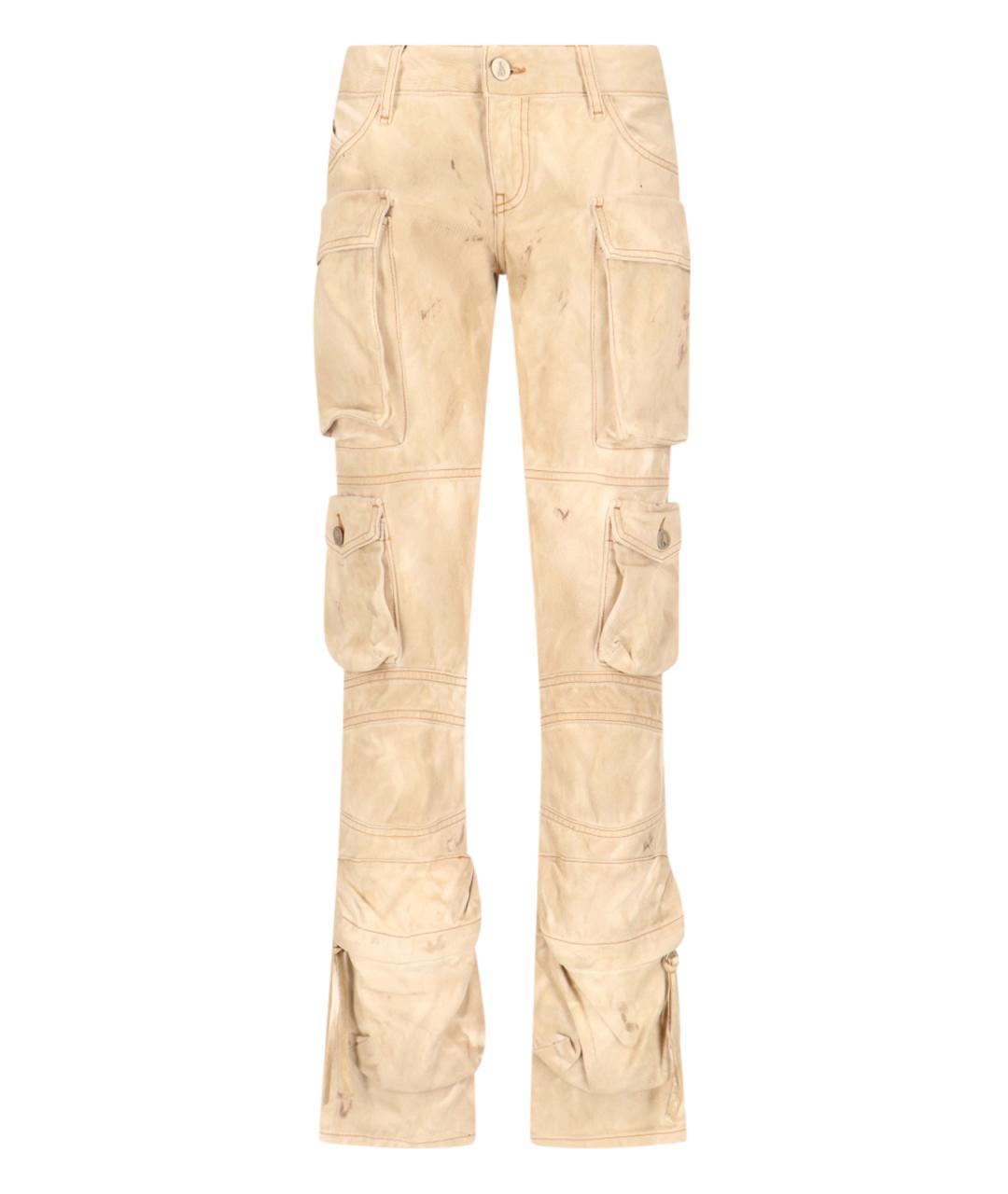 THE ATTICO Бежевые хлопковые прямые джинсы, фото 1