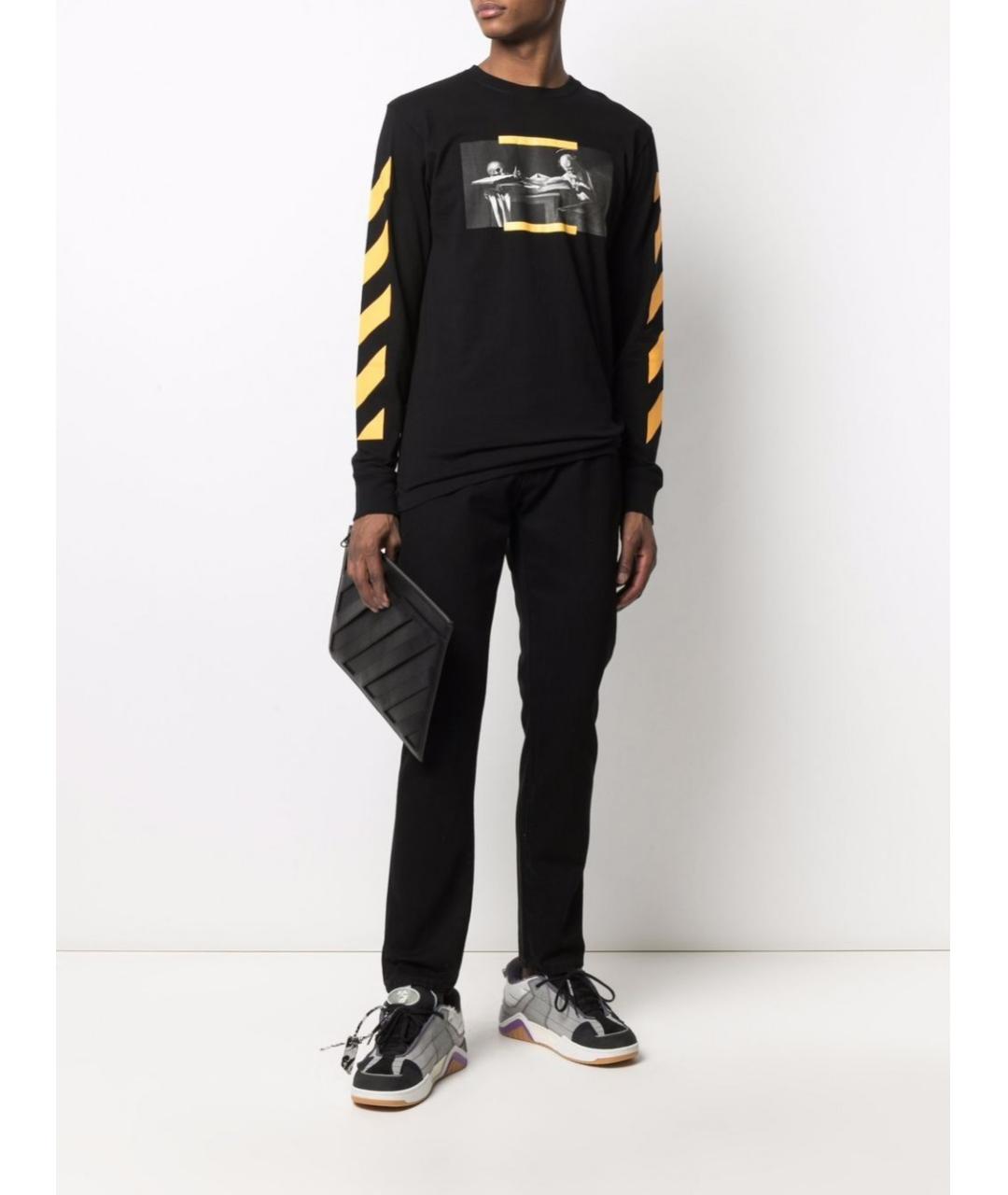 OFF-WHITE Черные хлопковые джинсы скинни, фото 8