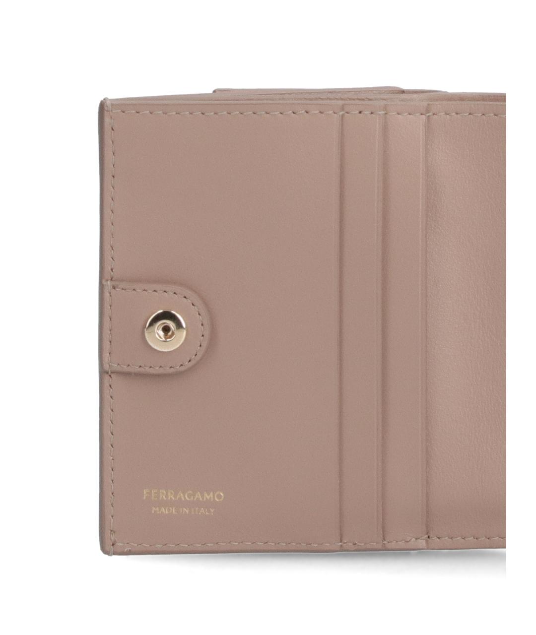 FERRAGAMO Бежевый кожаный кошелек, фото 4