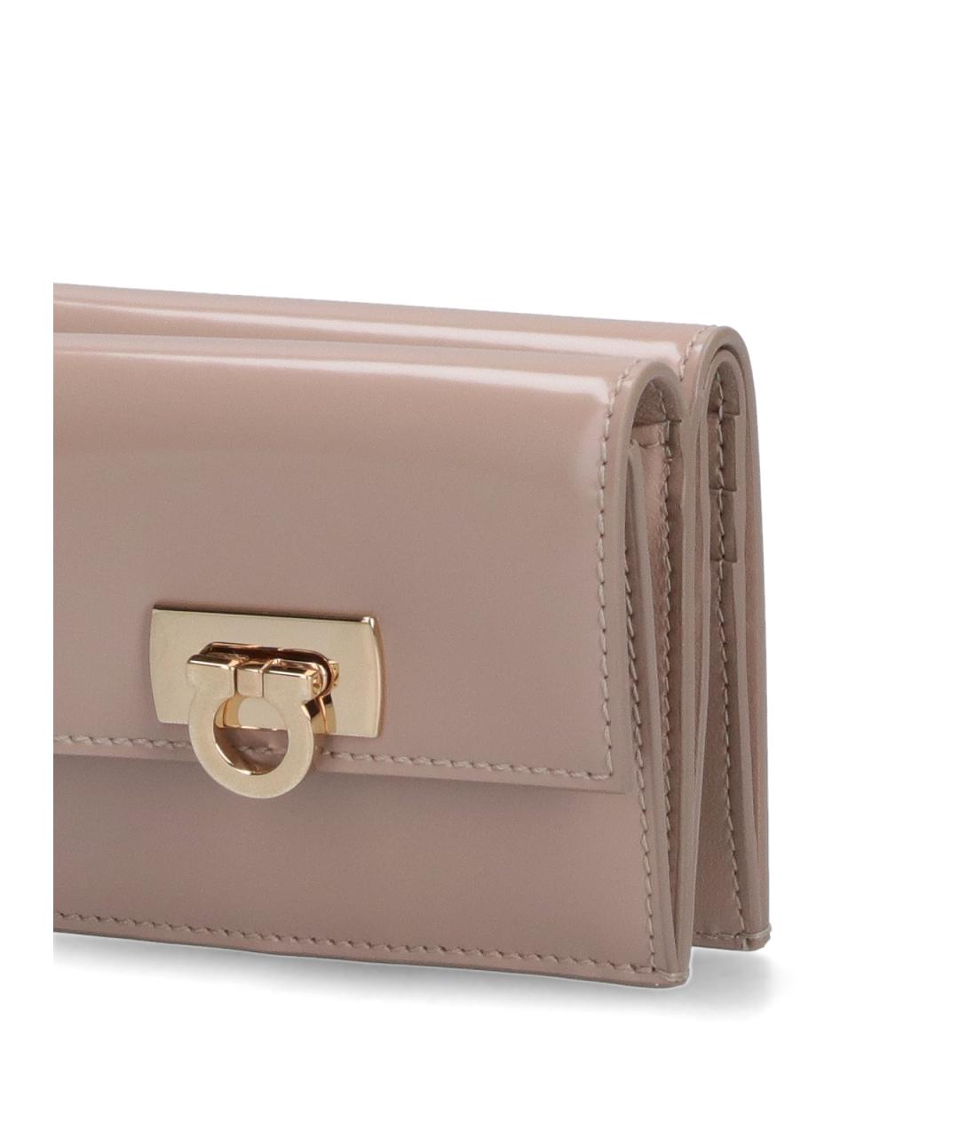 FERRAGAMO Бежевый кожаный кошелек, фото 5