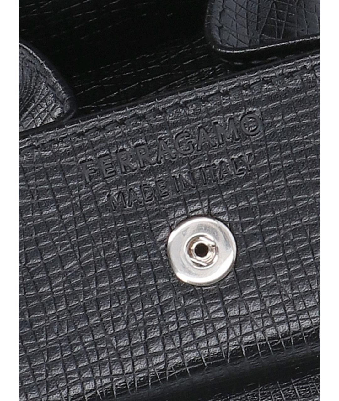 SALVATORE FERRAGAMO Черный кожаный кошелек, фото 4