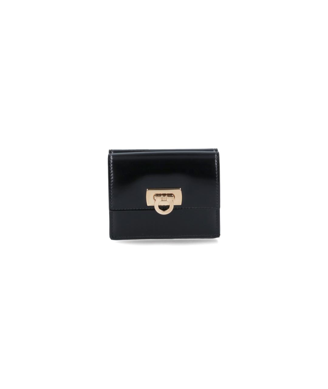 FERRAGAMO Черный кожаный кошелек, фото 1