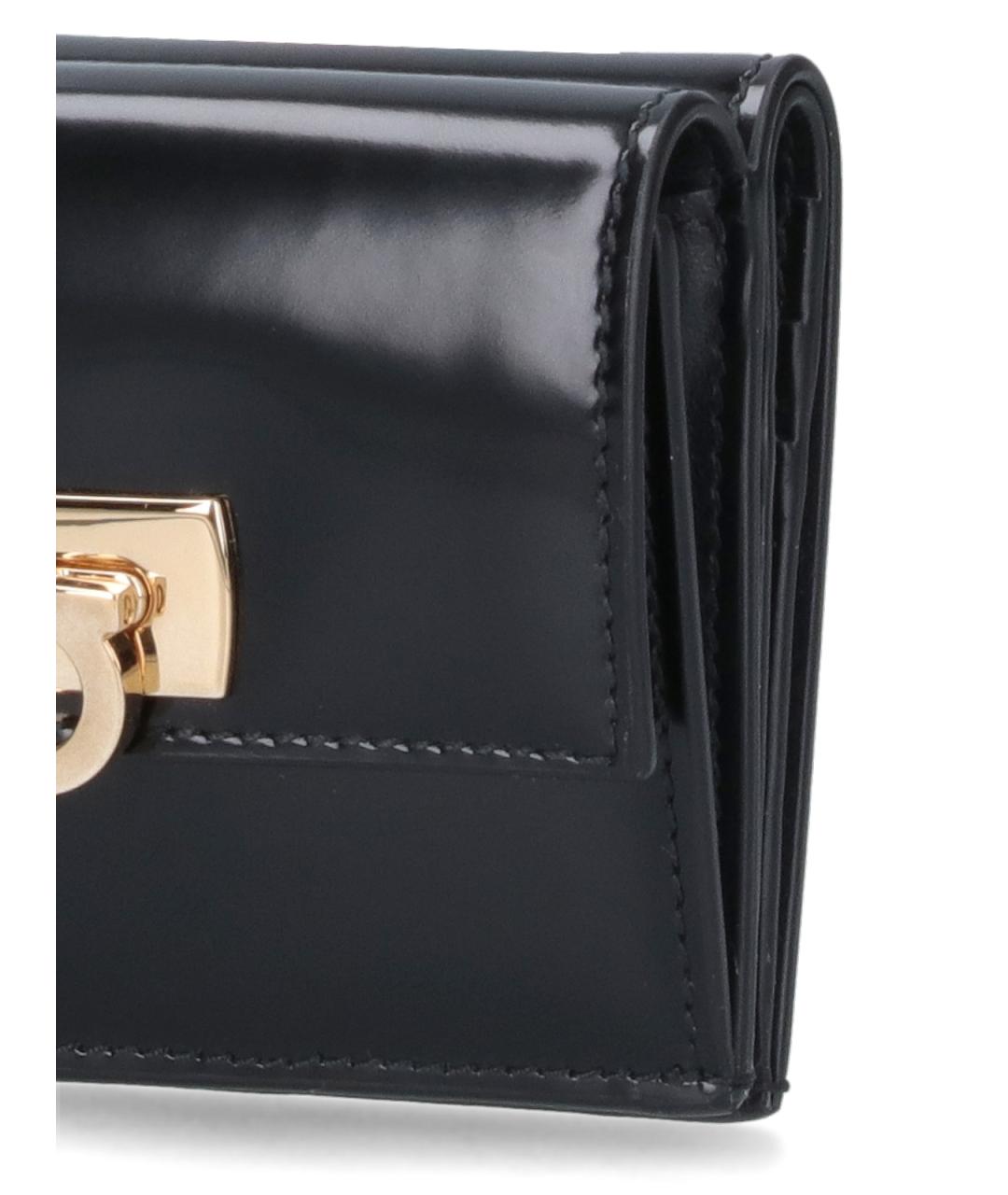 FERRAGAMO Черный кожаный кошелек, фото 4