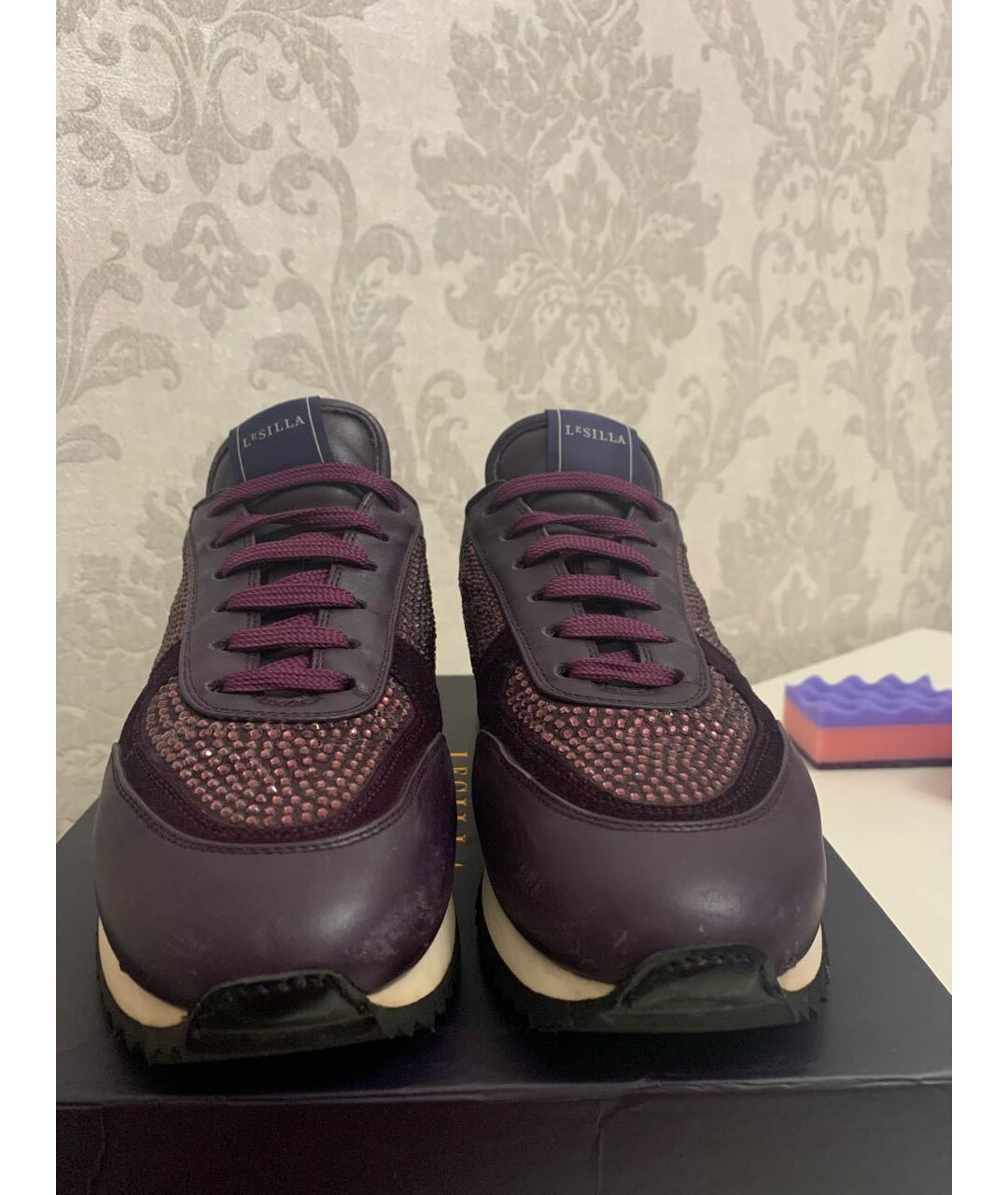 LE SILLA Фиолетовые кожаные кроссовки, фото 2