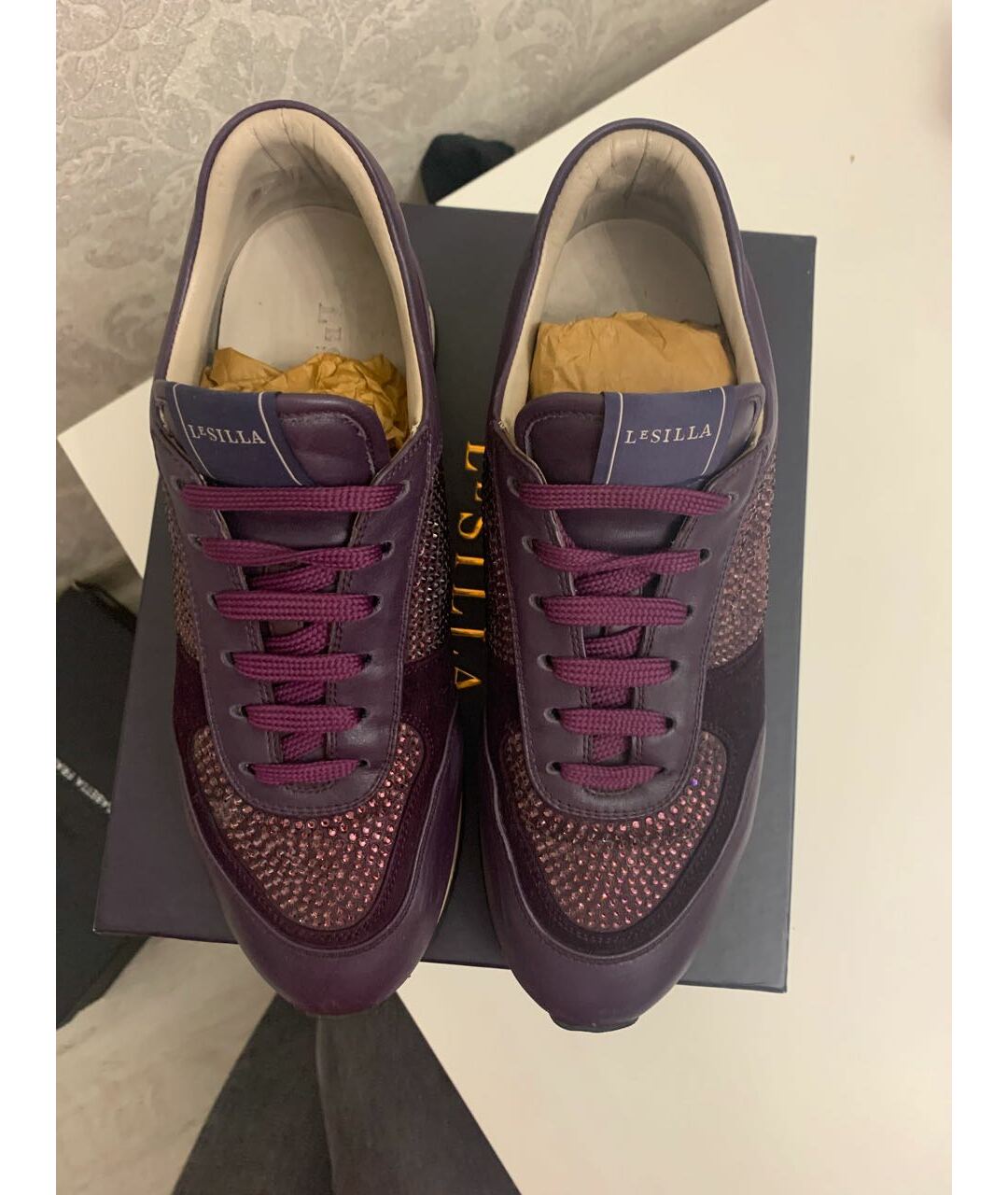 LE SILLA Фиолетовые кожаные кроссовки, фото 3