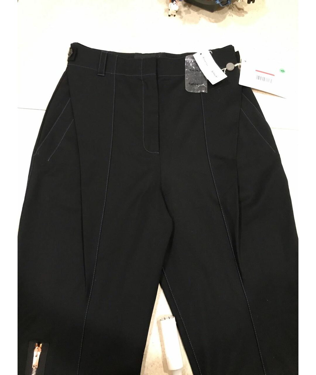 PROENZA SCHOULER Темно-синие шерстяные прямые брюки, фото 6
