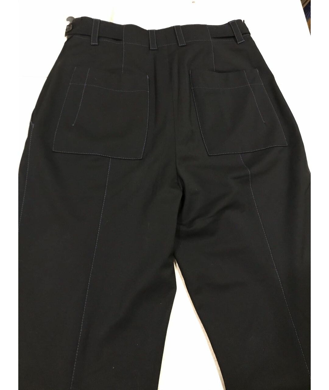 PROENZA SCHOULER Темно-синие шерстяные прямые брюки, фото 7