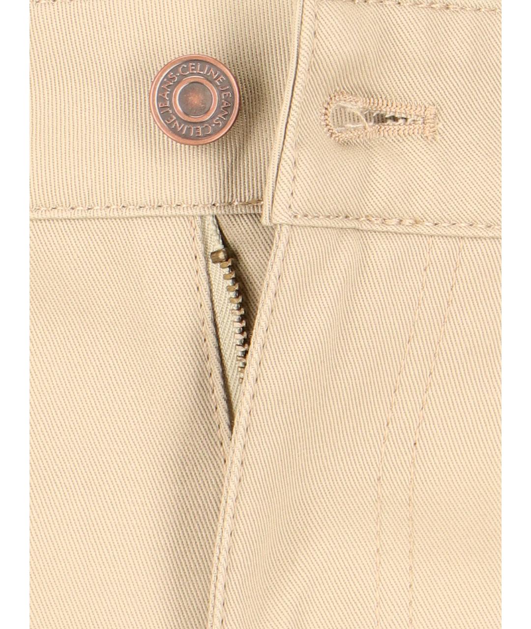 CELINE PRE-OWNED Бежевые хлопковые прямые джинсы, фото 4