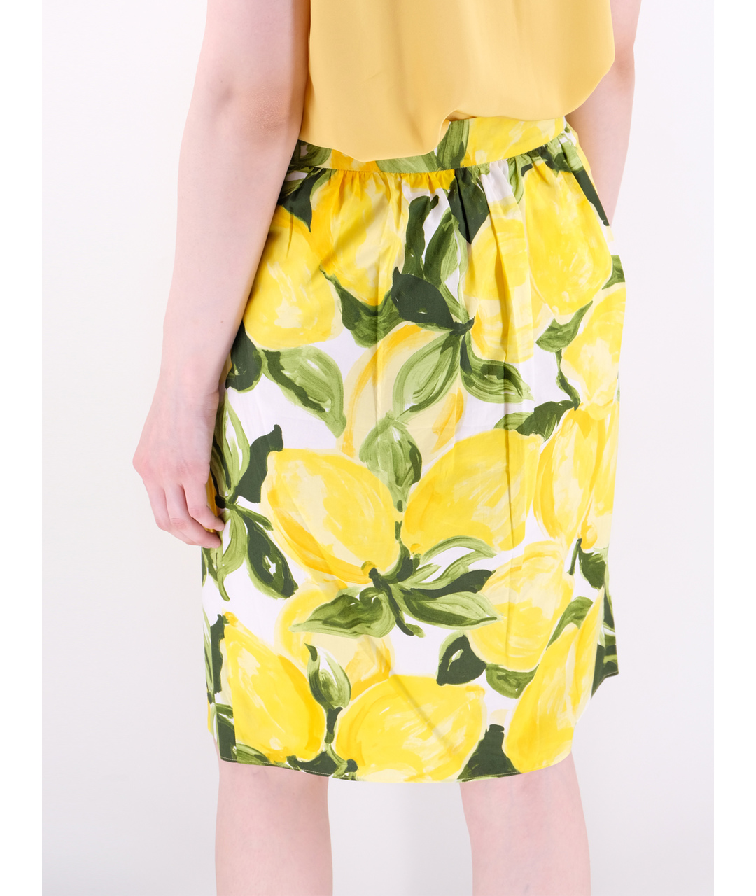 MOSCHINO Желтая хлопковая юбка миди, фото 3