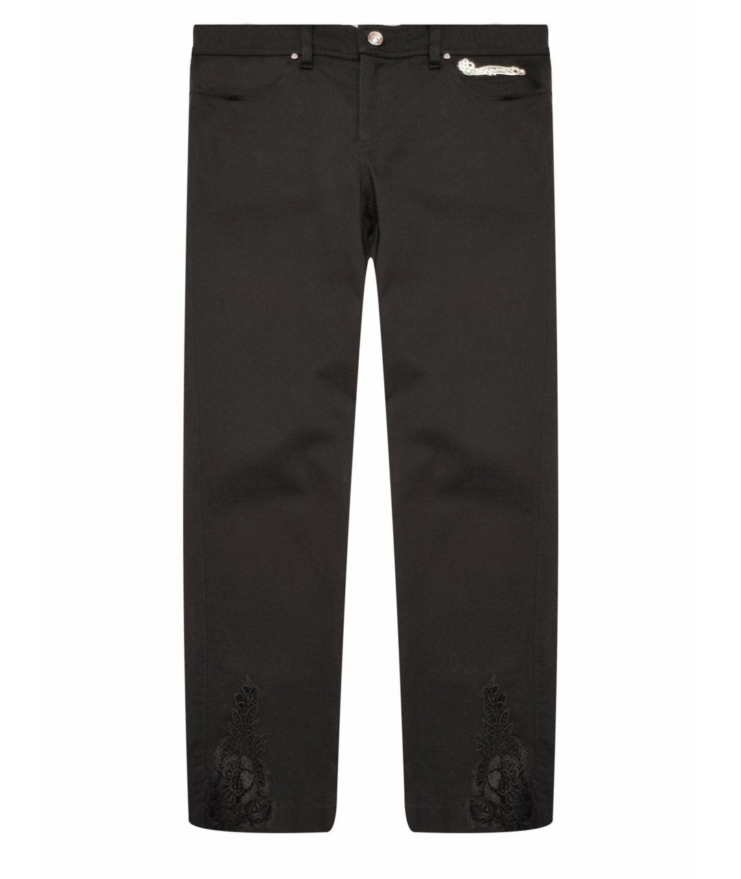 MARIA GRAZIA SEVERI Черные хлопко-эластановые брюки узкие, фото 1