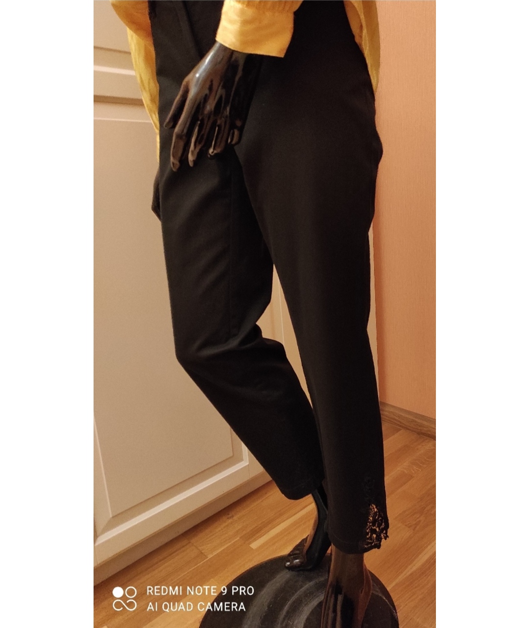 MARIA GRAZIA SEVERI Черные хлопко-эластановые брюки узкие, фото 2