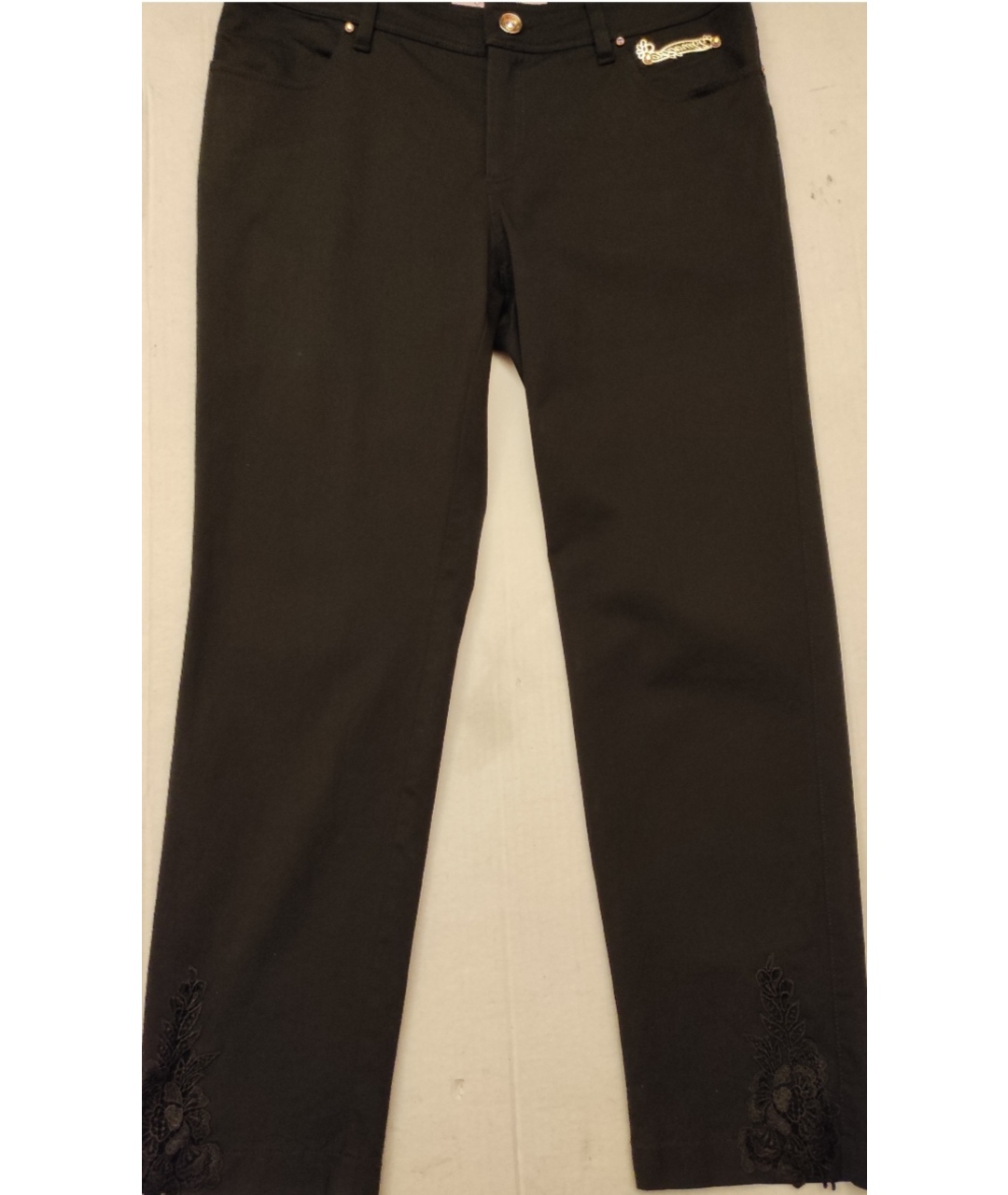 MARIA GRAZIA SEVERI Черные хлопко-эластановые брюки узкие, фото 6