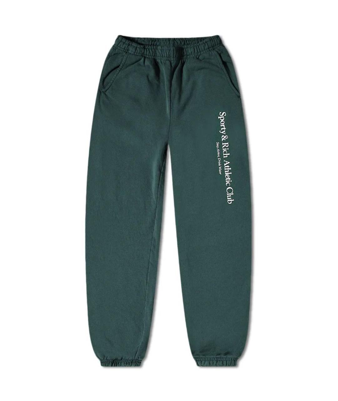 SPORTY AND RICH Зеленые хлопковые спортивные брюки и шорты, фото 1