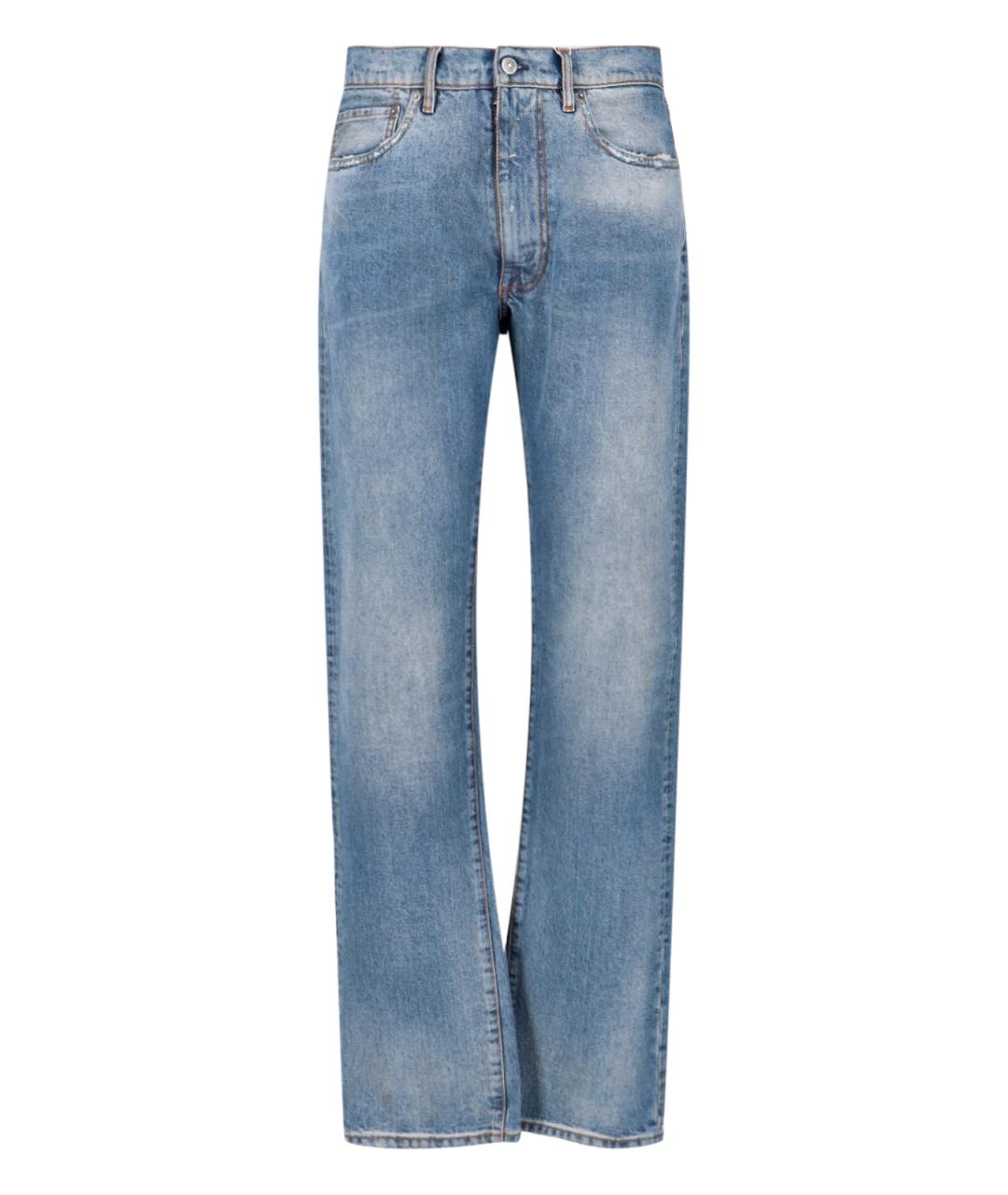 MAISON MARGIELA Синие хлопковые прямые джинсы, фото 1
