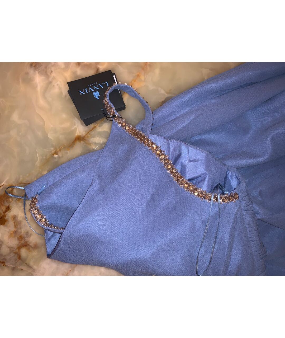 LANVIN Голубое шелковое вечернее платье, фото 6