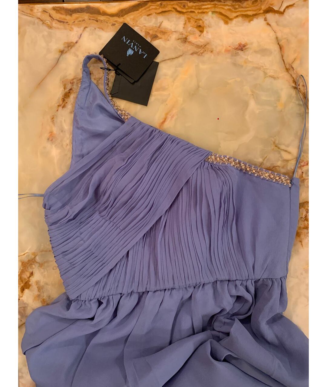 LANVIN Голубое шелковое вечернее платье, фото 4