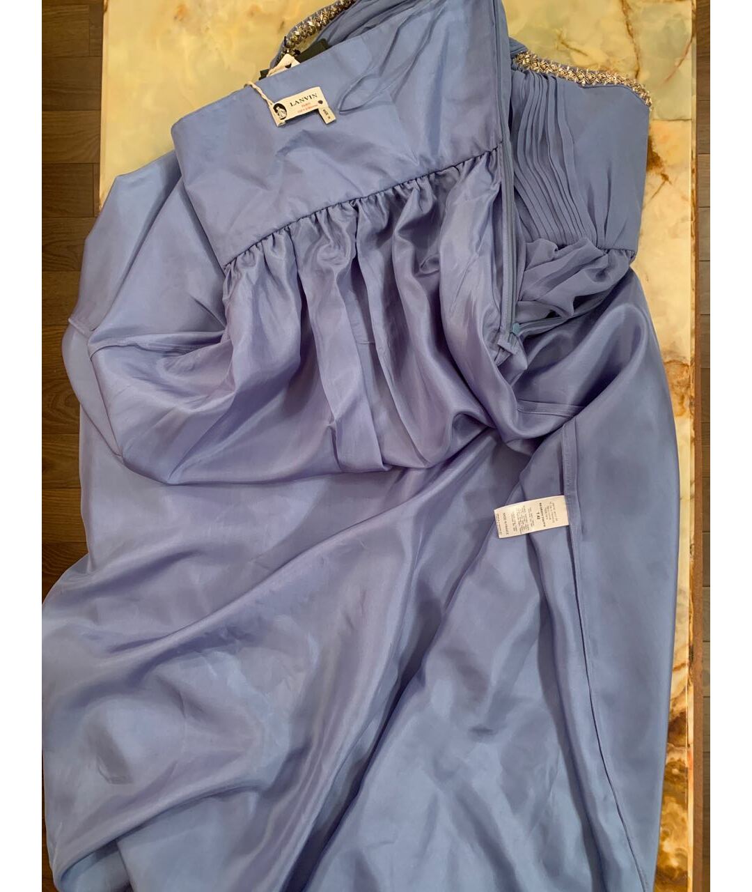 LANVIN Голубое шелковое вечернее платье, фото 5