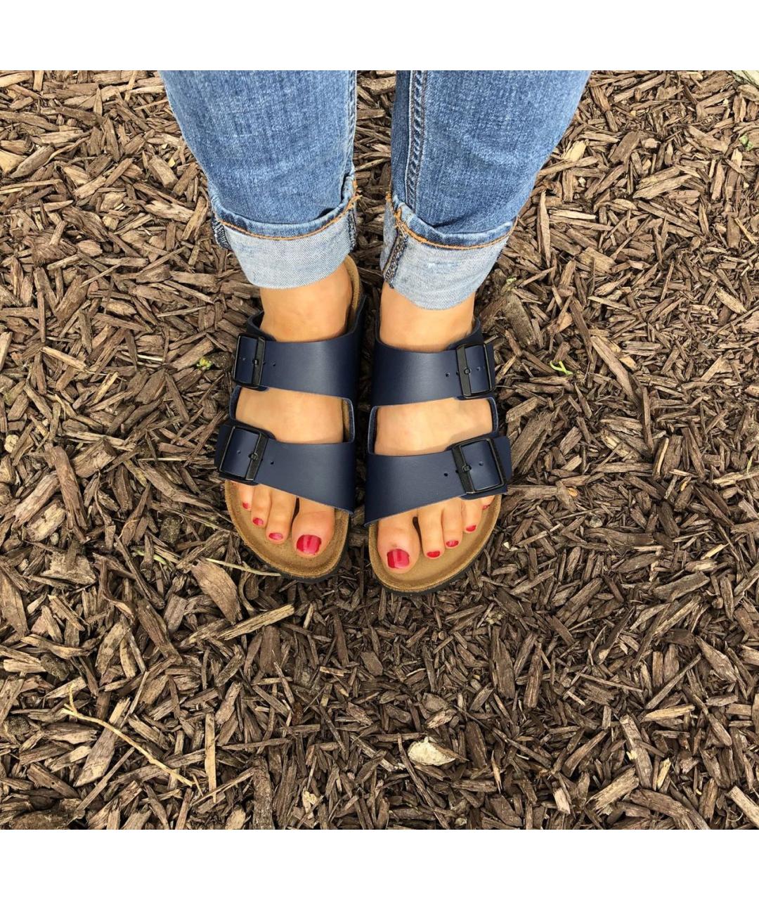 BIRKENSTOCK Синие шлепанцы из искусственной кожи, фото 4