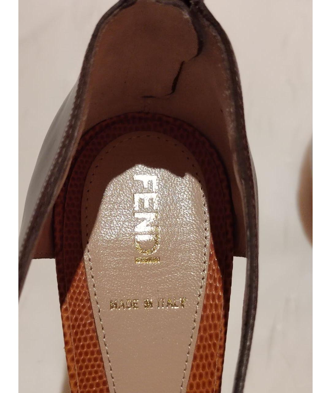 FENDI Коричневые кожаные ботильоны, фото 3
