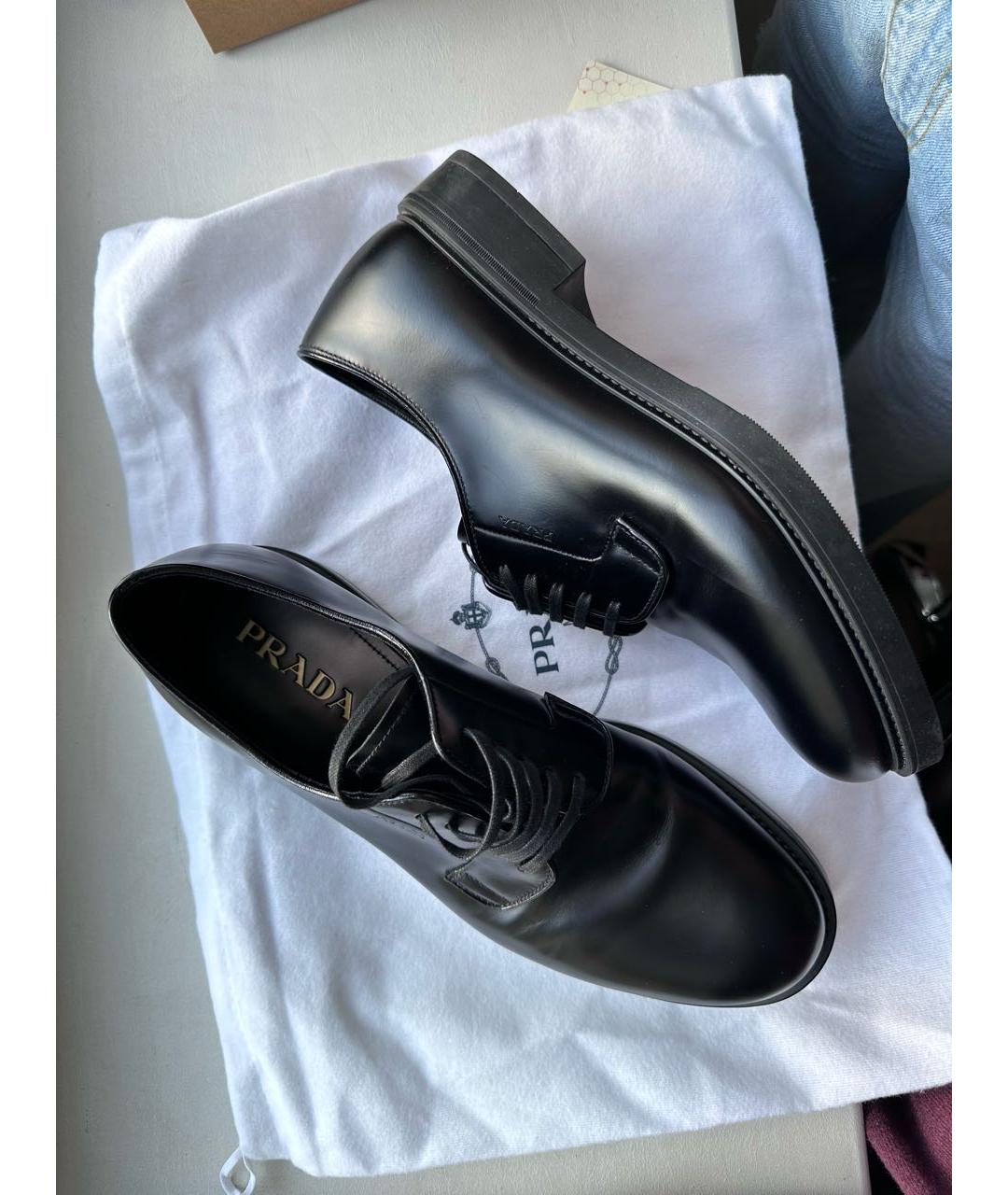 PRADA Черные кожаные туфли, фото 5