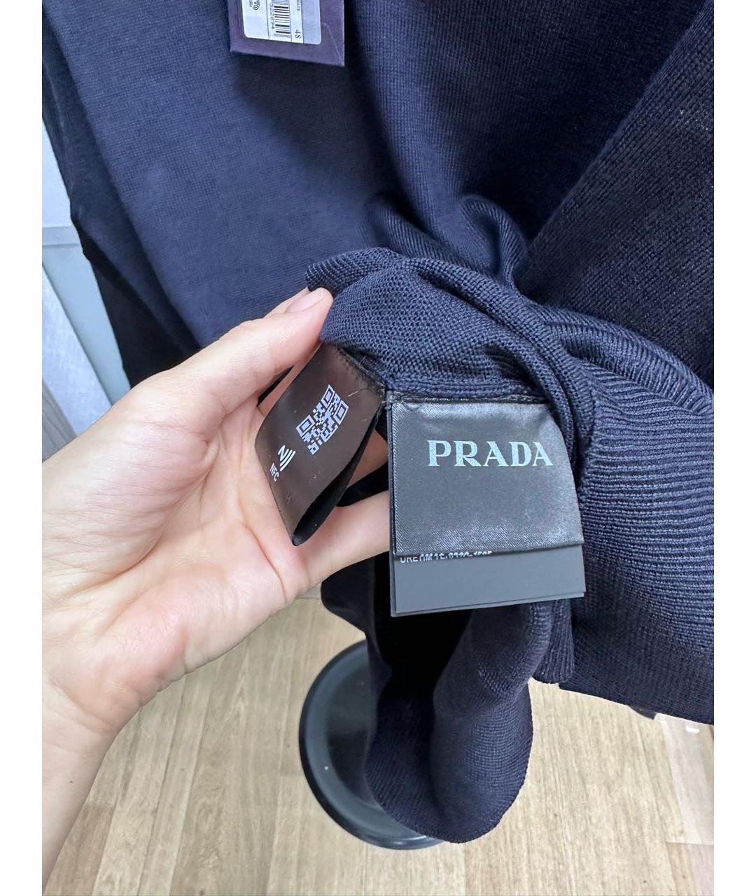 PRADA Темно-синий шерстяной джемпер / свитер, фото 4