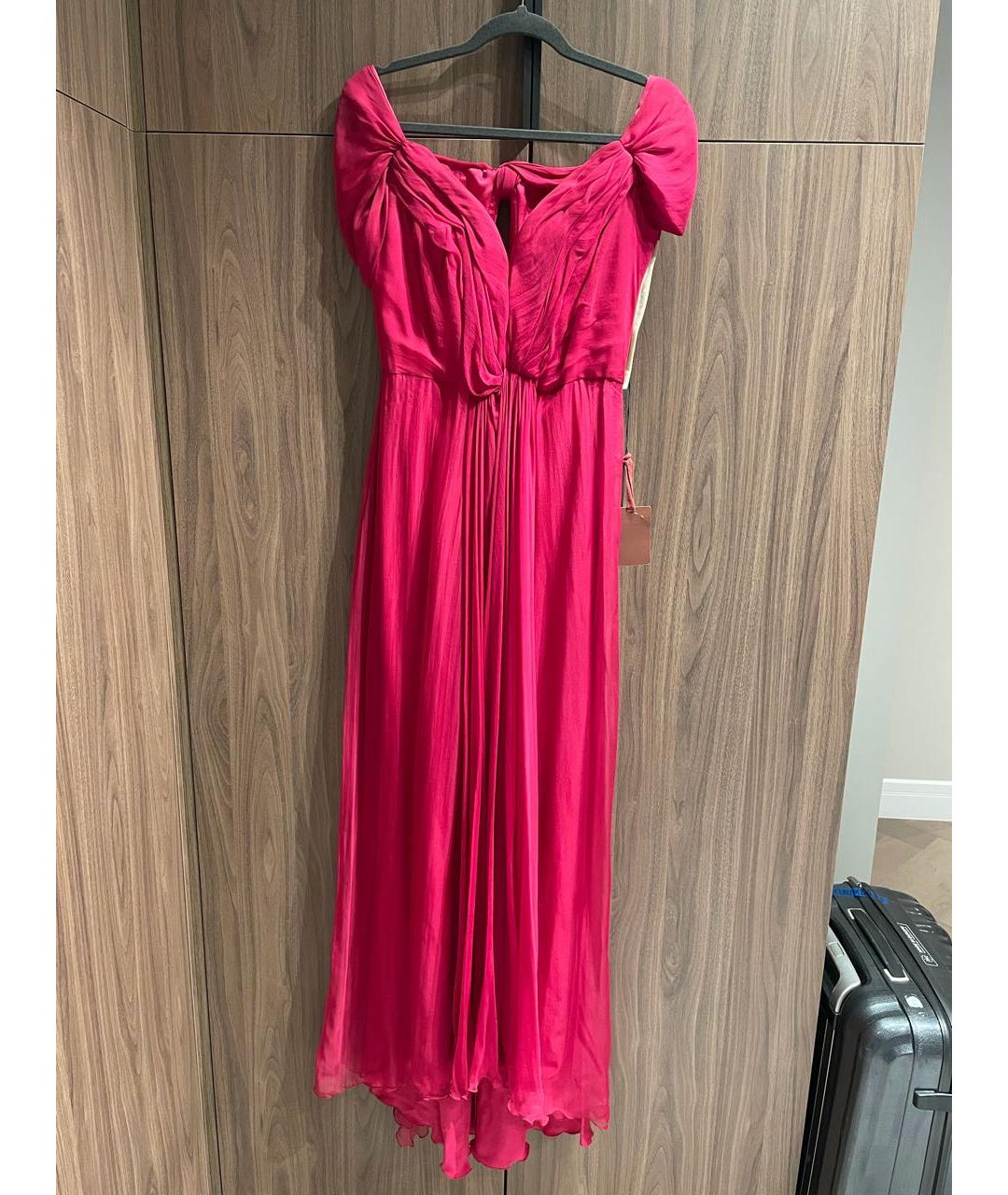 ALBERTA FERRETTI Бордовое шелковое вечернее платье, фото 7