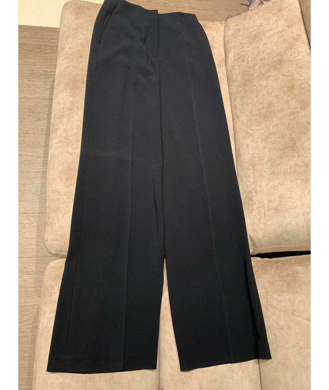 HUGO BOSS Черные полиэстеровые прямые брюки, фото 5