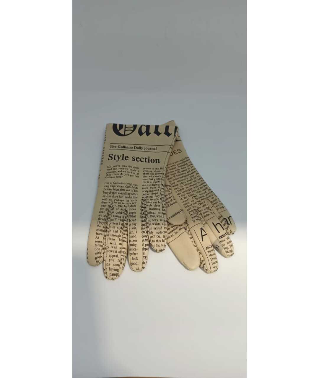 JOHN GALLIANO Бежевые кожаные перчатки, фото 3