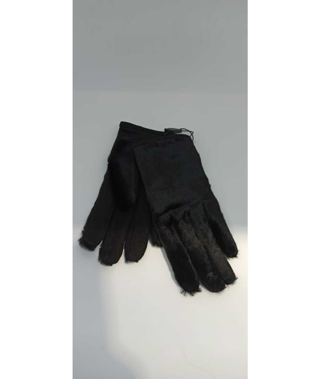 DOLCE&GABBANA Черные кожаные перчатки, фото 3